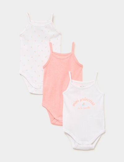 Lot 3 bodies coton bretelles fines rose clair b&eacute;b&eacute;