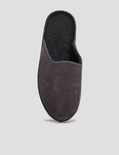 Chaussons mules velours gris homme
