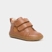 Bottillons scratchs cuir semelle souple marron bébé garçon