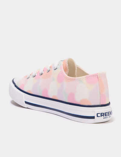 Tennis en toile &agrave; lacets bout renforc&eacute; multicolore fille