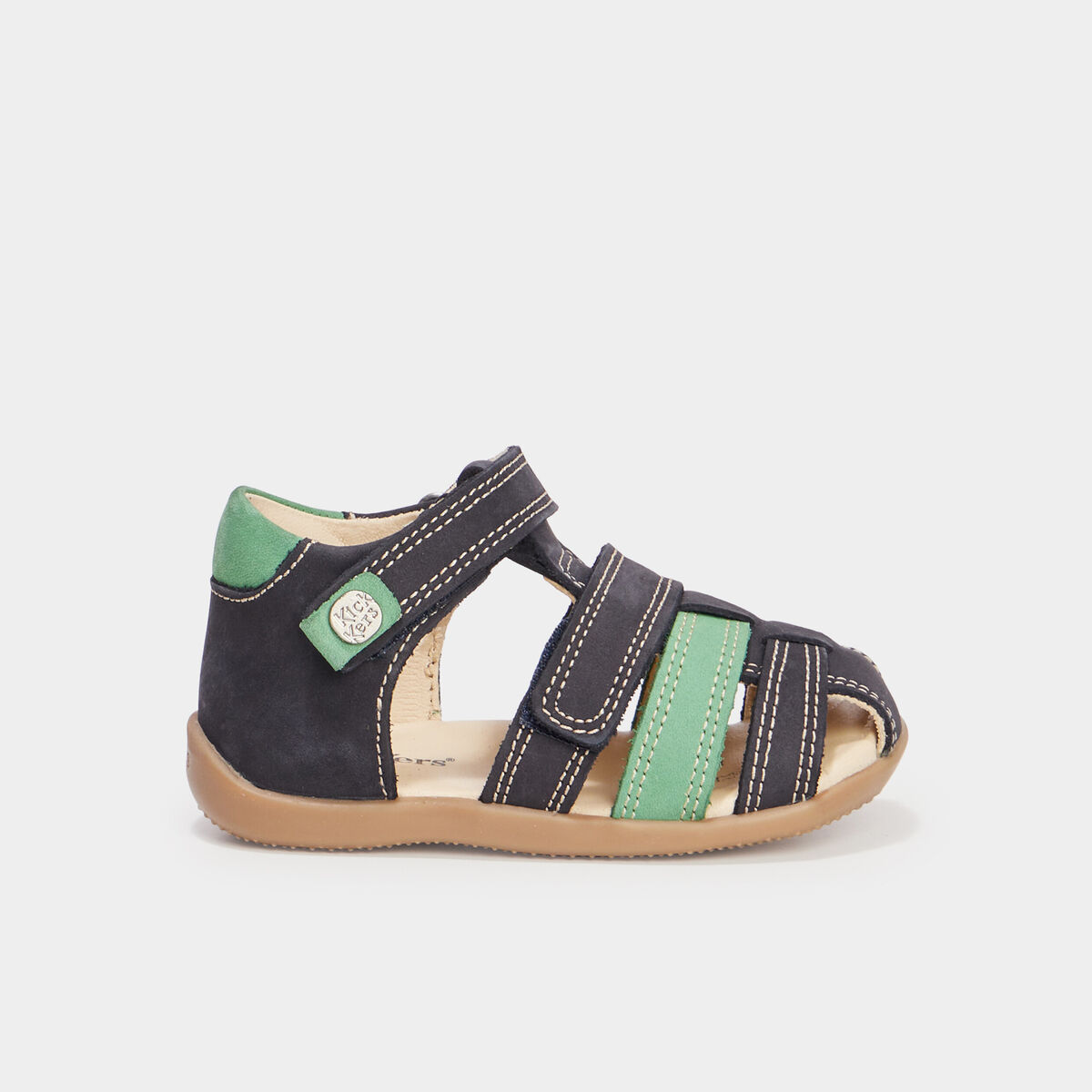 Sandales en cuir Kickers Bipod bleu marine bébé garçon