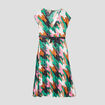 Robe longue évasée plissée et ceinturée ecru femme