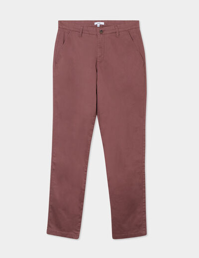 Pantalon chino droit stretch retroussé marron homme