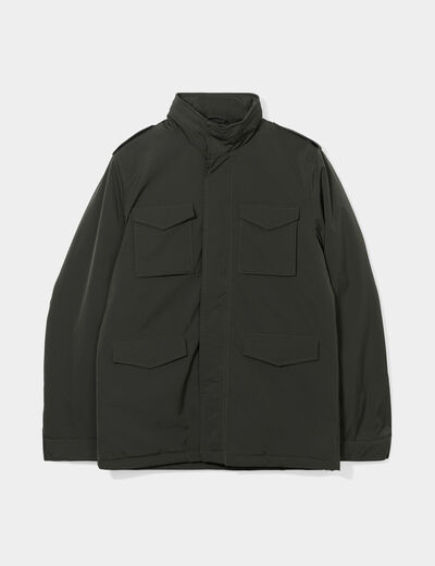 Veste saharienne poches à rabats vert kaki homme