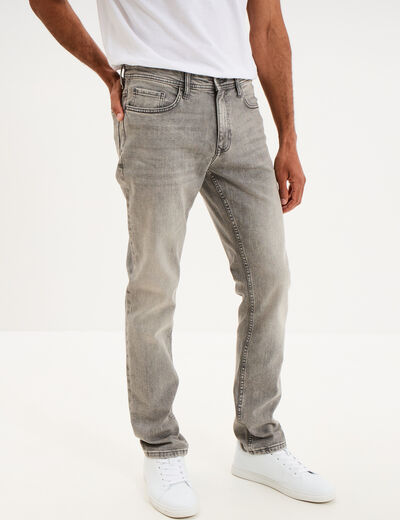 Jeans denim straight 5 poches denim gris homme