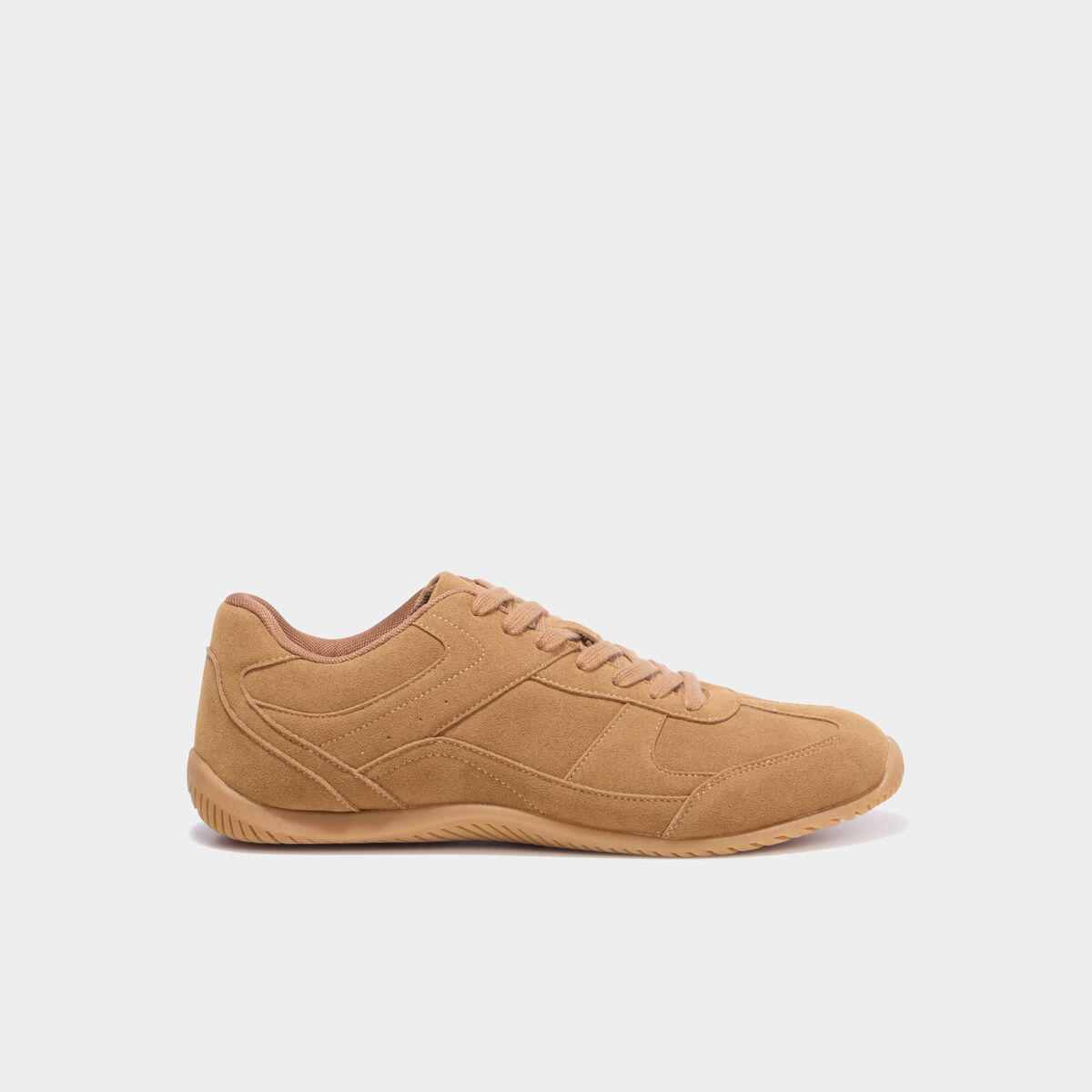 Tennis basses &agrave; lacets effet su&eacute;dine marron homme