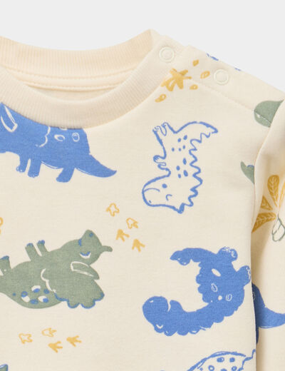 Sweat manches longues ecru b&eacute;b&eacute; gar&ccedil;on