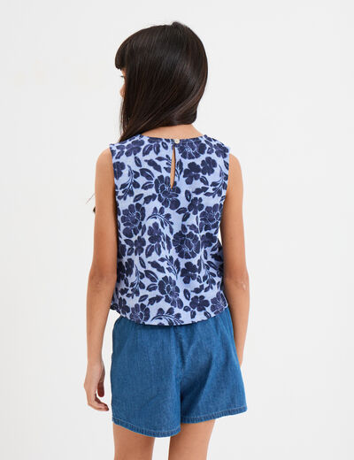Blouse sans manches bleu fille