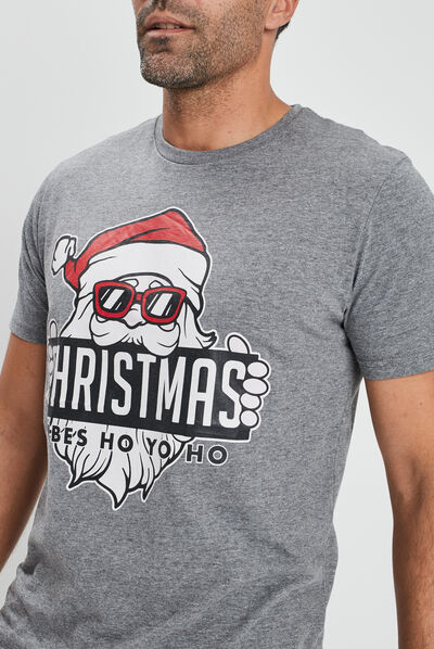 T-shirt de Noël manches courtes gris homme