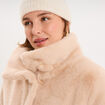 Veste fausse fourrure col montant beige femme grande taille