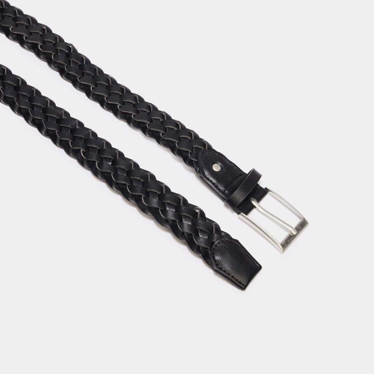 Ceinture tress&eacute;e noir homme