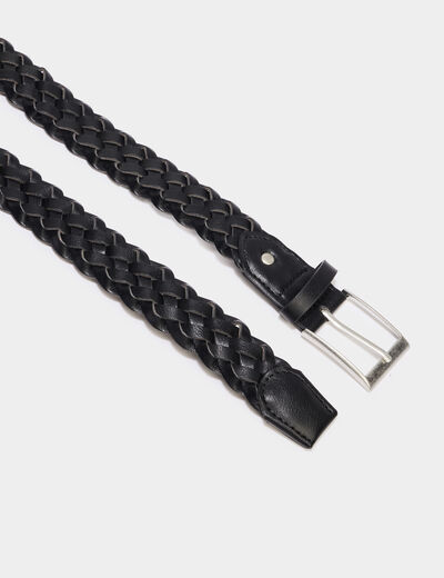 Ceinture tress&eacute;e noir homme