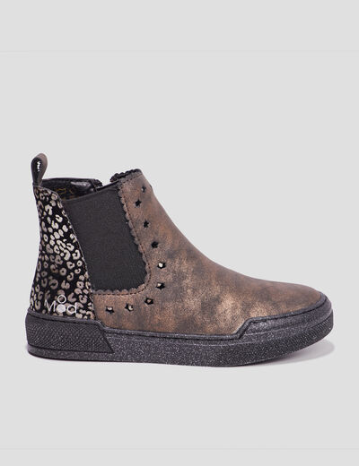 Bottillons pailletés en cuir Ariboot noir fille