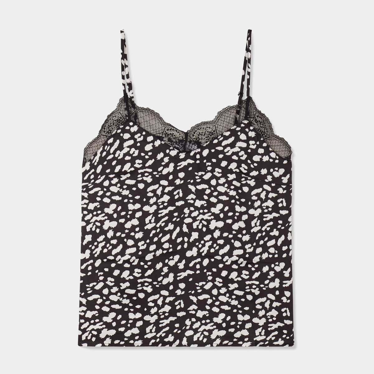Caraco col à dentelle noir femme