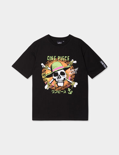 T-shirt manches courtes coton One Piece noir garçon