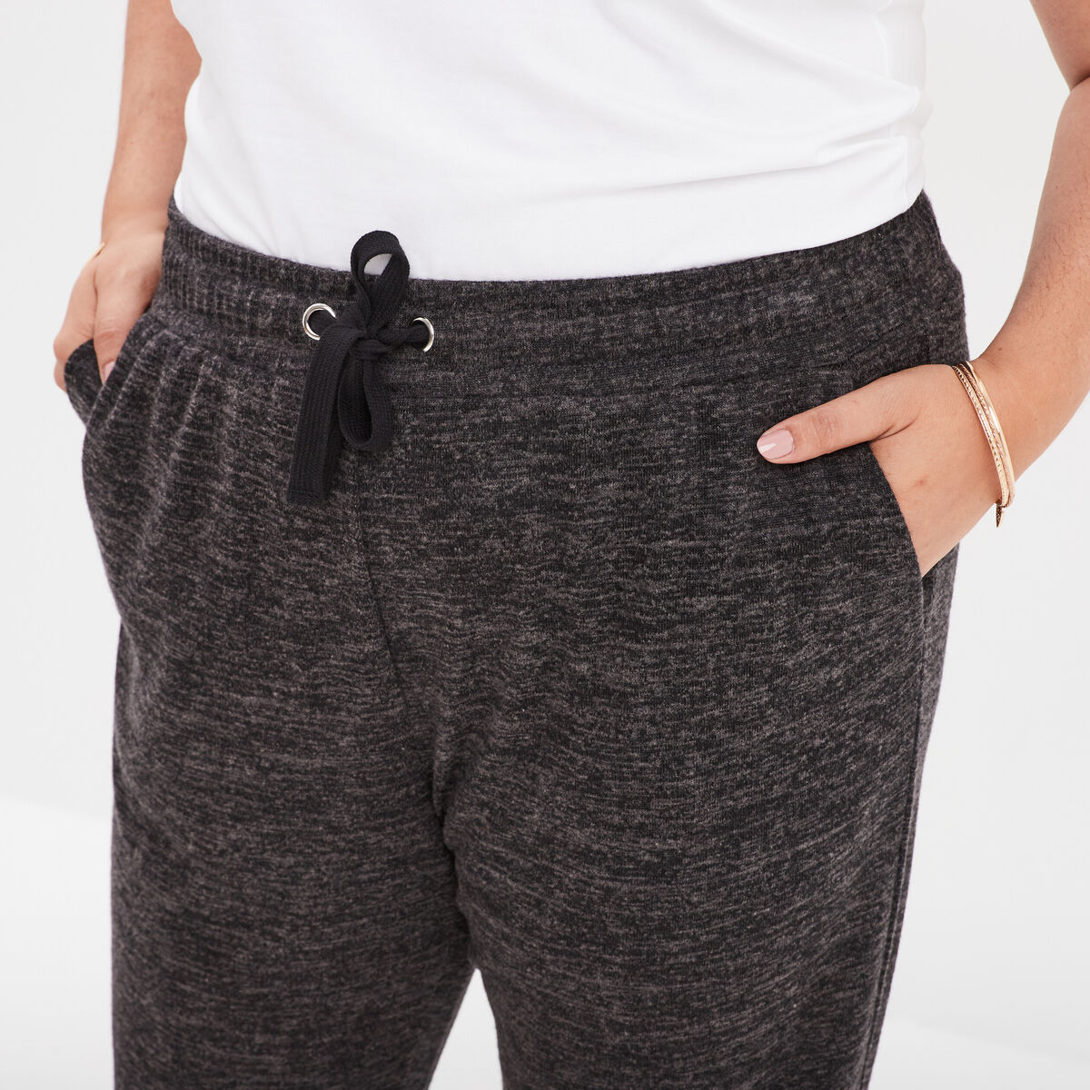 Pantalon de jogging taille élastiquée gris foncé femme grande taille