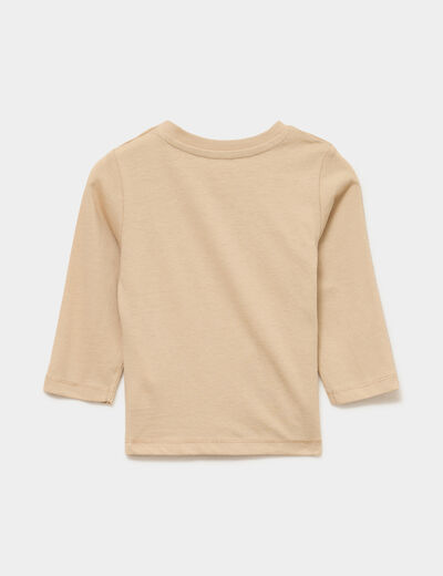 T-shirt manches longues coton marron clair b&eacute;b&eacute; gar&ccedil;on