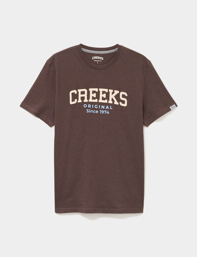 T-shirt manches courtes coton marron chocolat homme