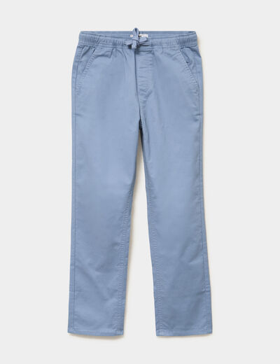 Pantalon chino droit taille ajustable bleu gris gar&ccedil;on