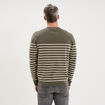 Pull col rond manches longues vert kaki homme