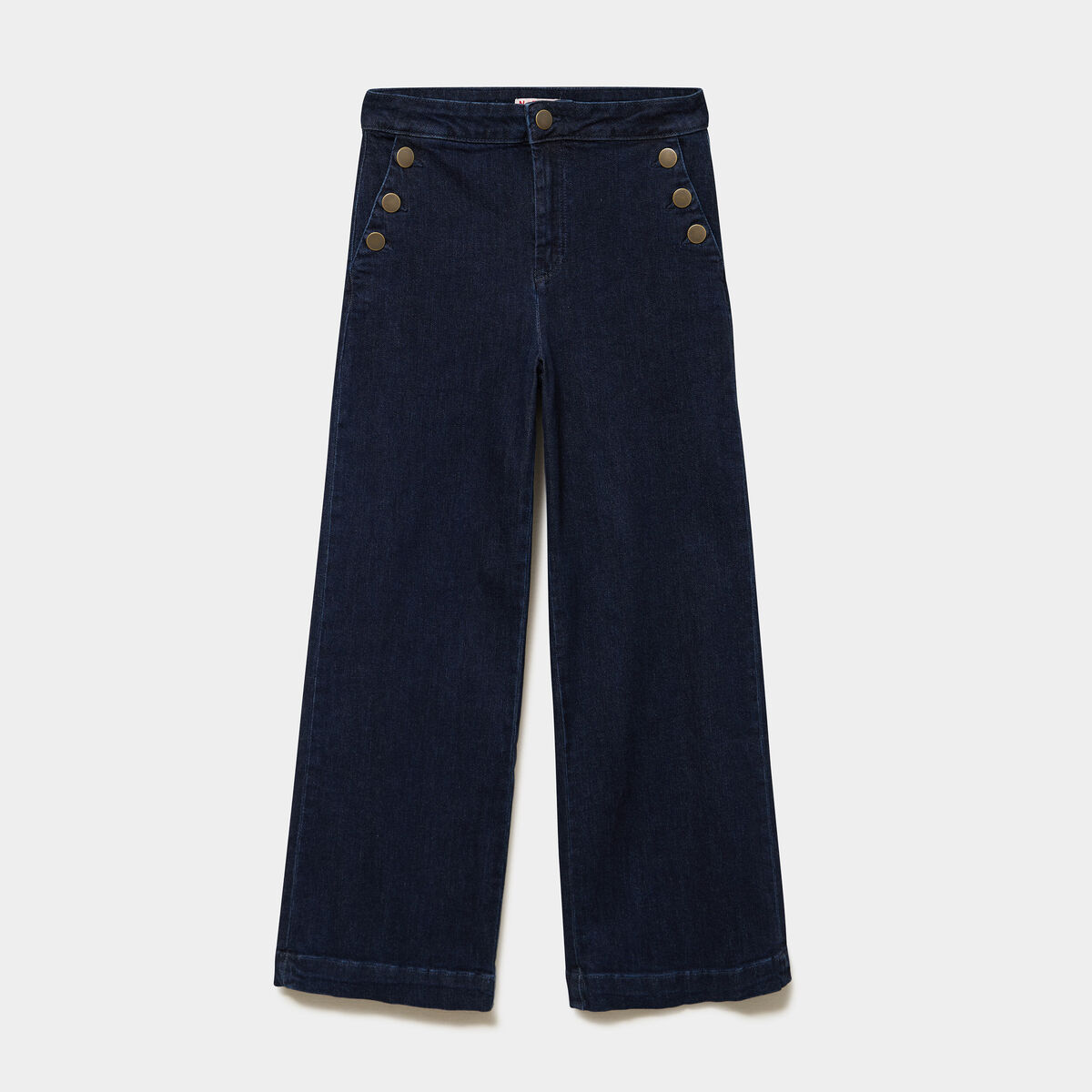 Jean large &agrave; pont denim brut femme