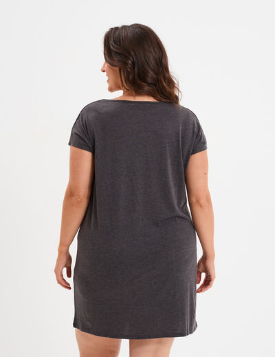 Chemise de nuit manches courtes gris foncé femme grande taille