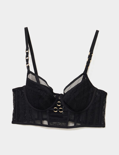 Soutien-gorge bustier dentelle noir femme