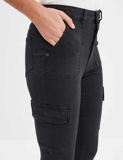 Pantalon cargo skinny 7/8ème Liberto noir femme
