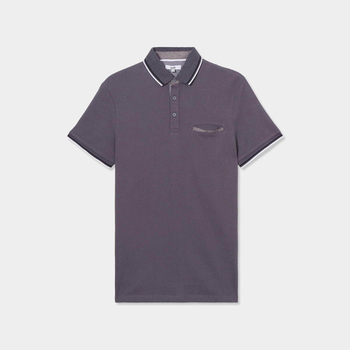Polo manches courtes 1 poche coton gris foncé homme