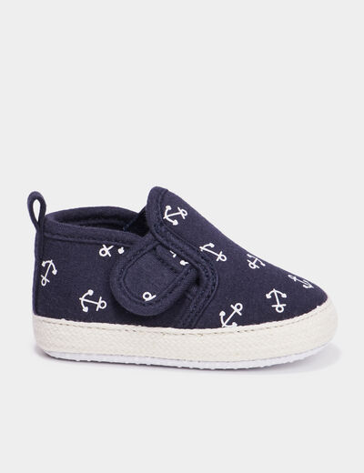 Bottons layette à scratchs bleu marine bébé garçon