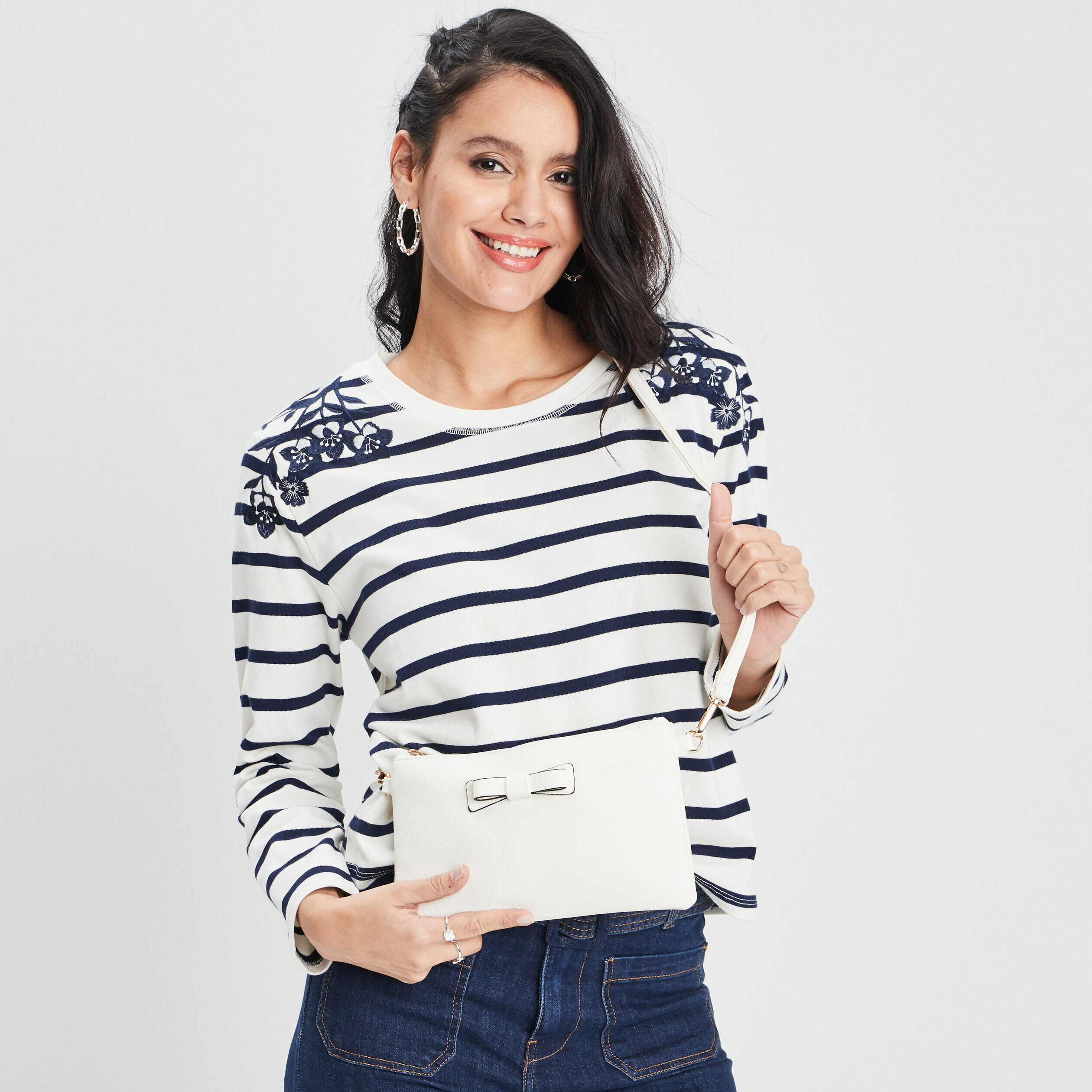 Sac pochette en bandoulière blanc femme LH