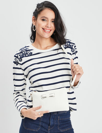 Sac pochette en bandoulière blanc femme