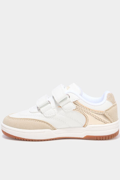 Baskets basses avec scratchs blanc fille