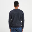 Pull col rond à manches longues bleu foncé homme