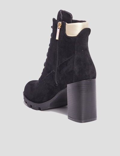 Bottines à talons à lacets noir femme