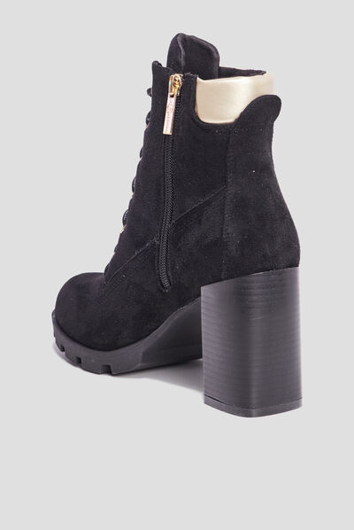 Bottines à talons à lacets noir femme