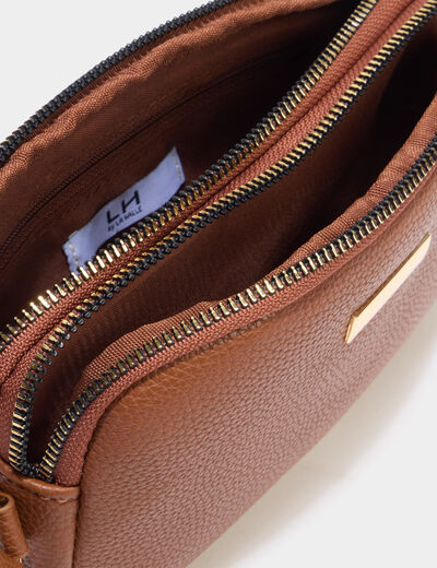 Sac bandouli&egrave;re 2 compartiments camel femme