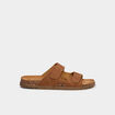 Mules double brides &agrave; scratchs marron clair homme