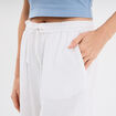 Pantalon large lin mélangé blanc femme