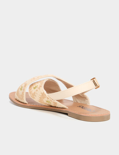 Sandales plates brides brodées sable femme