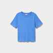 T-shirt col rond manches courtes coton bleu electrique femme