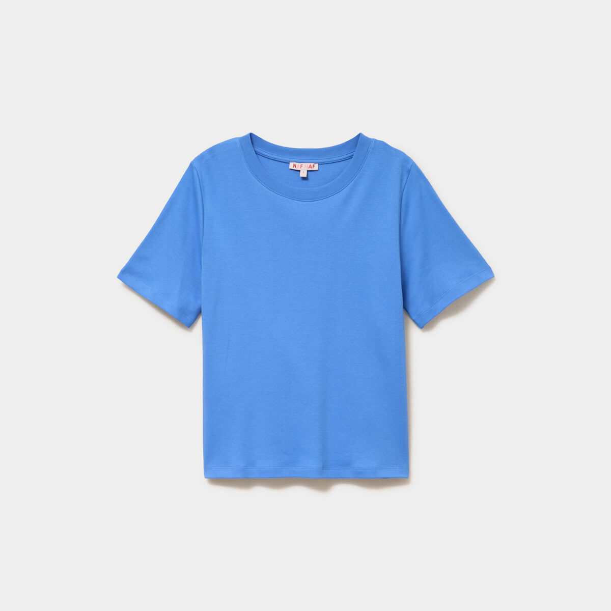 T-shirt col rond manches courtes coton bleu electrique femme