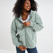 Sweat zippé à capuche molleton vert pastel femme