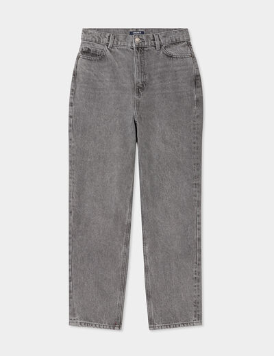 Jeans mom 7/8ème taille haute Creeks denim gris clair femme