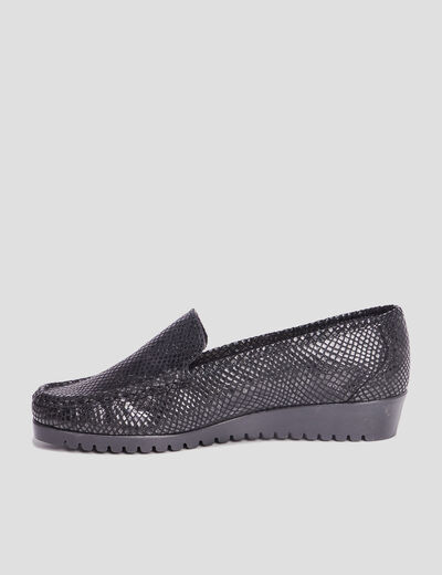 Mocassins en cuir compensés pied large marron femme