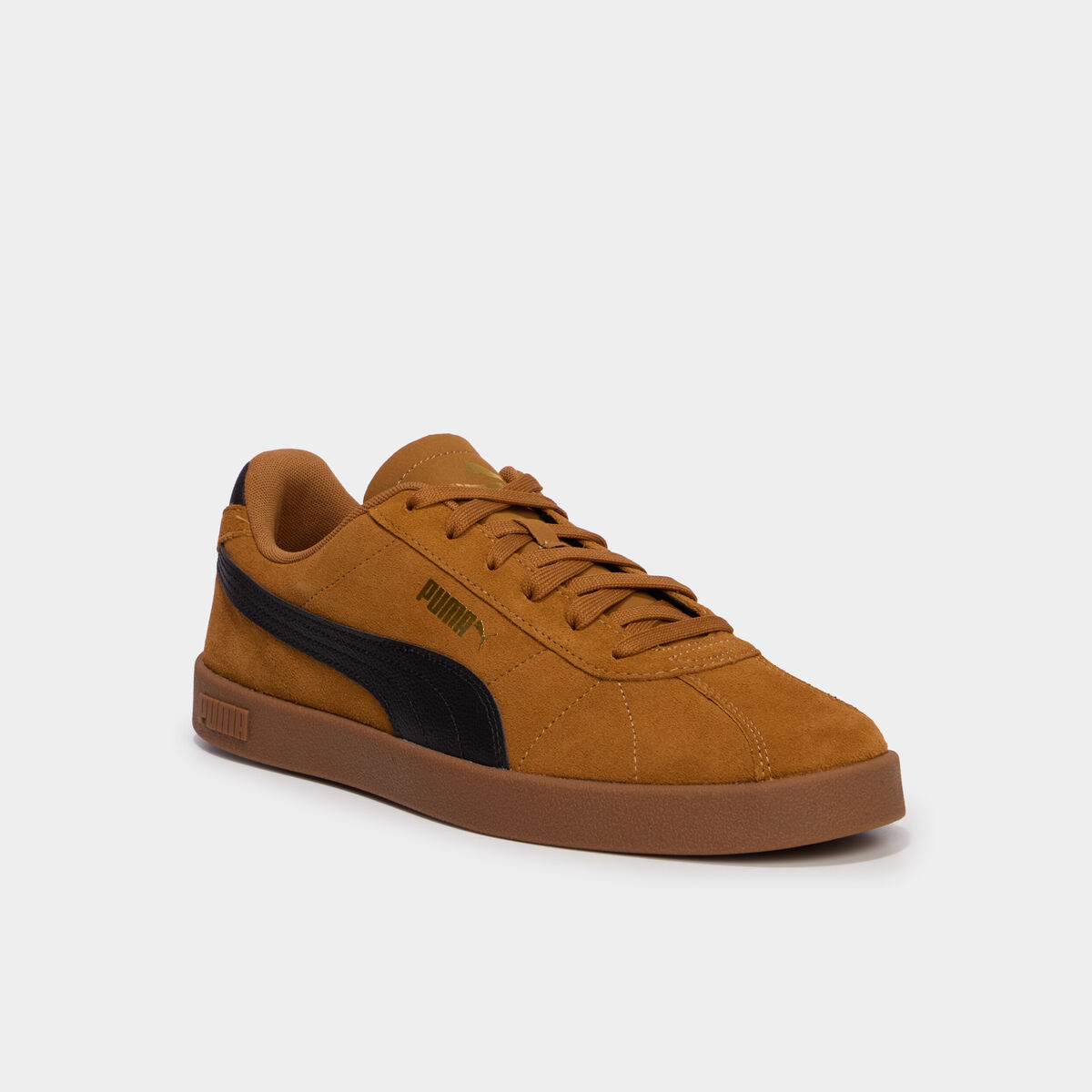 Baskets &agrave; lacets en cuir Puma Club II camel homme