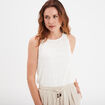 Débardeur dentelle col rond blanc femme