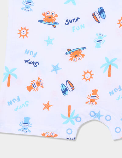 Combishort sans manches en coton blanc bébé garçon