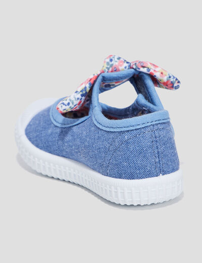 Babies renforc&eacute;es toile semelle souple bleu b&eacute;b&eacute; fille