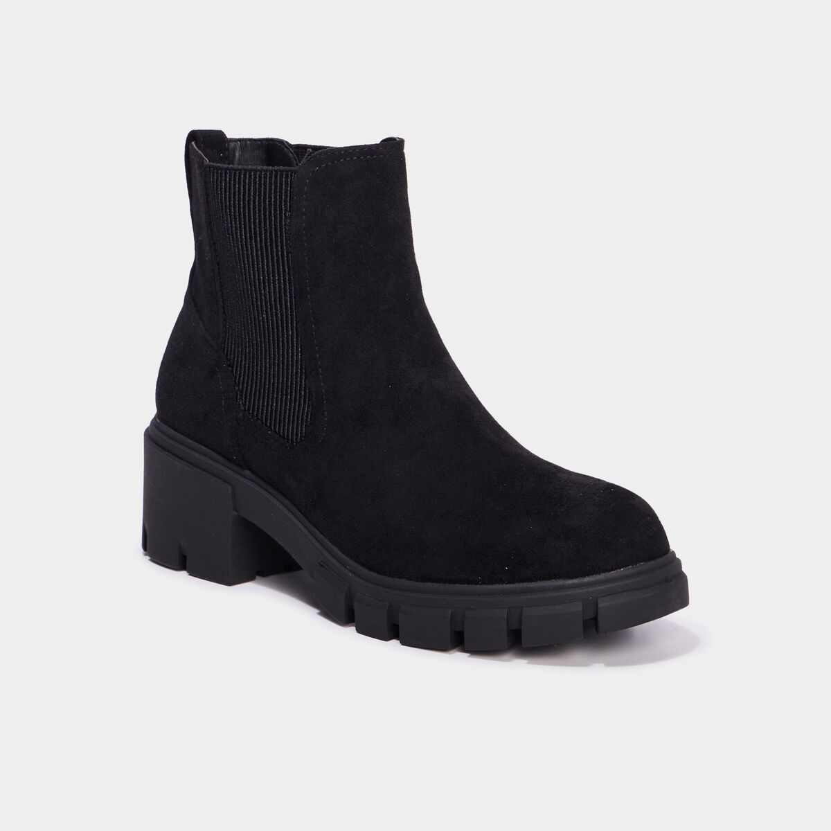 Bottines chelsea talons crant&eacute;s noir femme